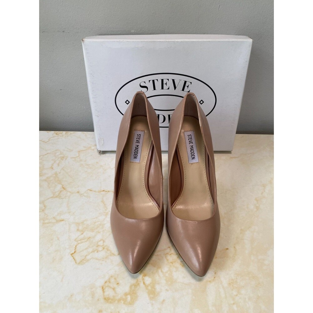 Steve Madden Leather Beige "Galleryy" Stilettos Pumps for Women Size 8.5
